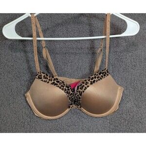 Victoria Secret Ultimate Push Up Bra 34B Nude Leopard J Hook Convertible